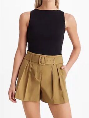 {NWOT} Women’s EXPRESS Khaki Belted Plus Size Shorts 14 Cotton Blend